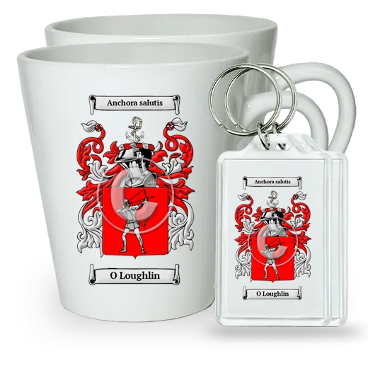 O Loughlin Pair of Latte Mugs and Pair of Keychains